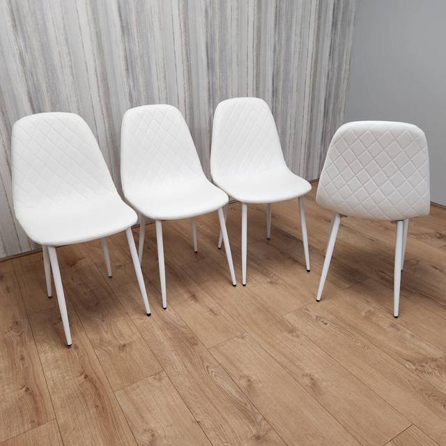 Denver Set of 4 White Leather Dining Chairs