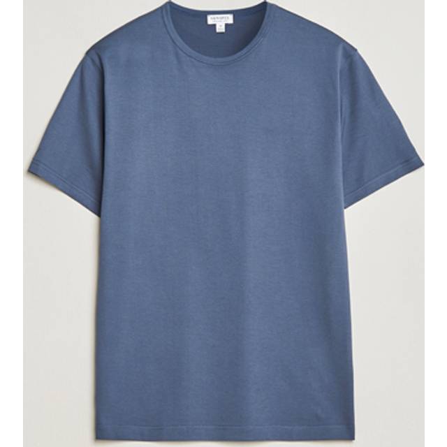 Sunspel Crew Neck Q82 Cotton T-Shirt Slate Blue