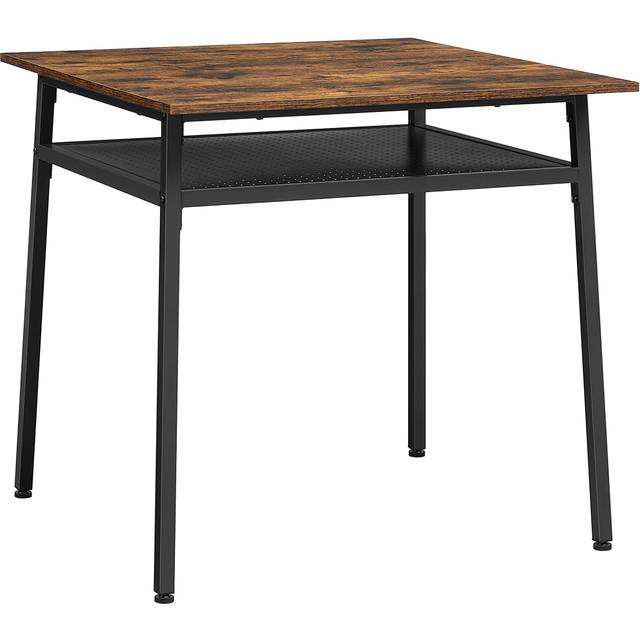 Vasagle matbord för 2 personer, fyrkantigt köksbord, läxor, 80 x 80 x 78 cm, med förvaring, för vardagsrum, kontor, industri, rustikt brunt och svart