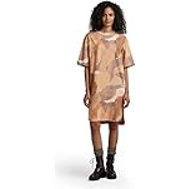 G Star Raw Womens G-Star RAW Boxy U Tee Allover Dress - Brown Cotton - Size Small