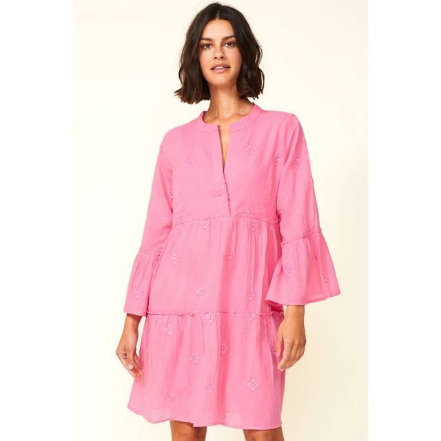 Cristina Embroidered Kaftan | Bubble Pink - Yellow/Orange