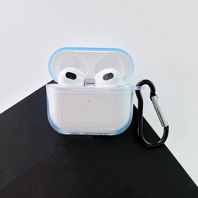 Genomskinligt Apple skyddsfodral, skyddsfodral för Bluetooth-hörlurar, krok för 1 st hörlursfodral medföljer, kompatibel med AirPod-fodral (AirPods1/2,AirPods Pro,AirPods 3,AirPods Pro (2nd generation),AirPods 4)