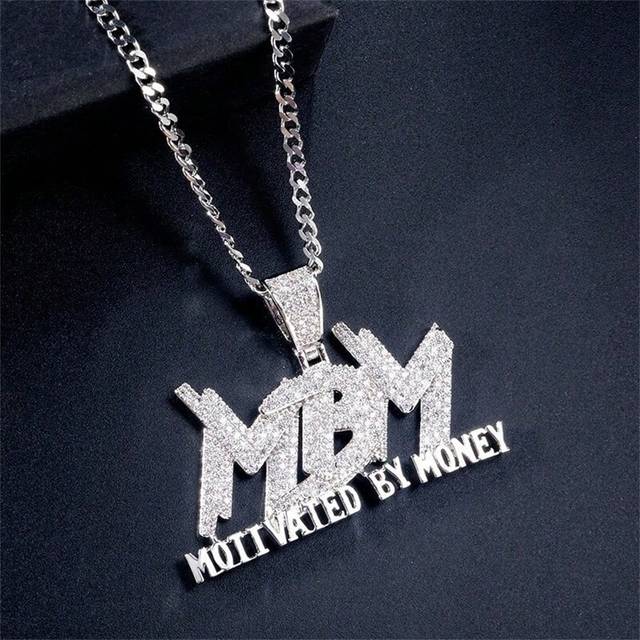 1 st. Herr Personligt anpassad Fashionabel Underbar Hip Hop Stickbloss Diamant Text Hänge Halsband Smycke Presenter - Silver (En-Storlek)