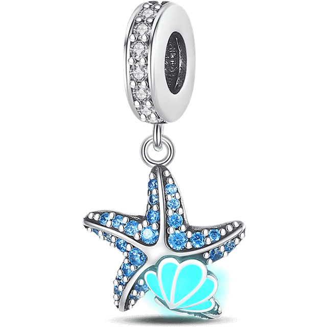 SHEIN 925 Sterling Silver Ocean Starfish Charm Glowing Jellyfish Charm Suitable For DIY Bracelet Jewelry Making