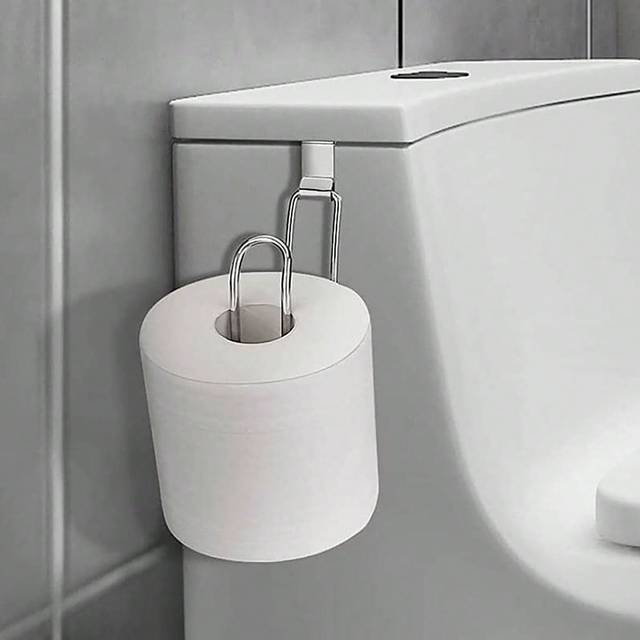 SHEIN 1pc Toilet Paper Holder Iron Art Roll Paper Rack Wall Mounted Hook Tissue Box For Bathroom