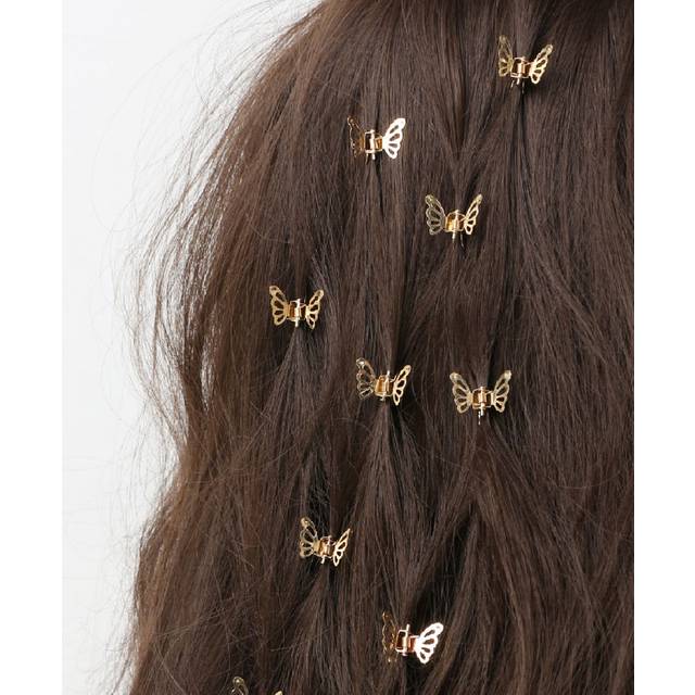 SHEIN 10pcs Hollow-Out Gold Butterfly Hair Clips For Women And Girls, Hair Accessories Decor Summer Hair Claw Hair Jaw Clip Hair Clamps Hair Clutch Hair Cat