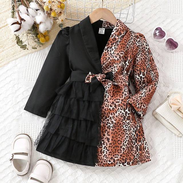 Sydd Leopardtryck Nät Bebis Flickans Klänningar - Multifärgad (6-9M,9-12M,12-18M,18-24M,2-3Y,3-6M)