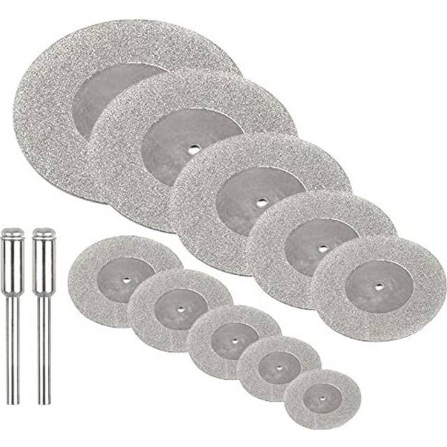 10 Pieces Mini Diamond Cutting Wheel Kit, Assorted Metal Cutoff Discs with Mandrel Shank Rotary Cutter Tool Accessory for Tile Cutting Blade Stone -