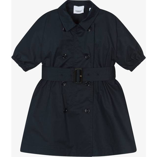 Burberry Girls Navy Blue Cotton Trench Dress - 4 year