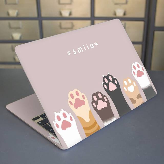 1 set Katt Tass Tryck Laptop Protektivt Klistermärke Kompatibel med 15.6-16 Tum - Multifärgad (En-Storlek)