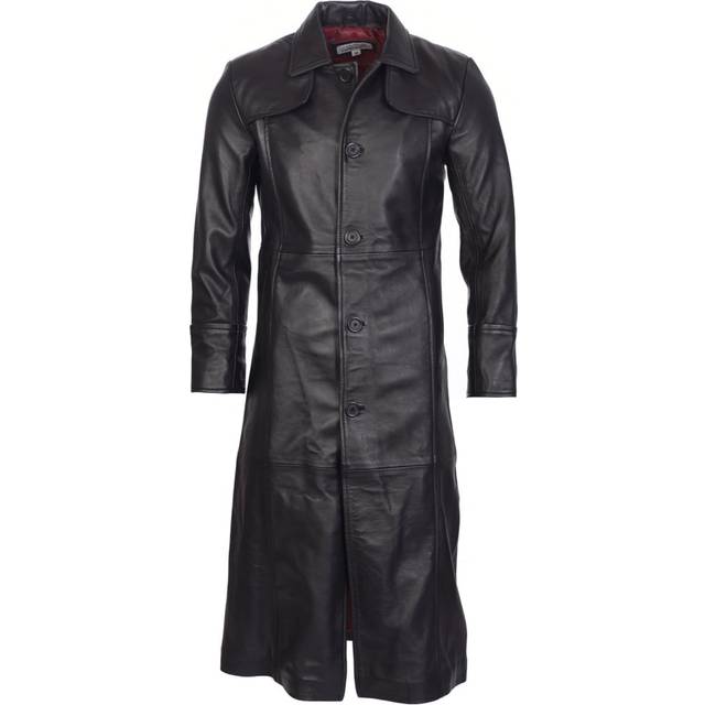 Attitude Clothing Full Length Leather Trench Coat Size: L