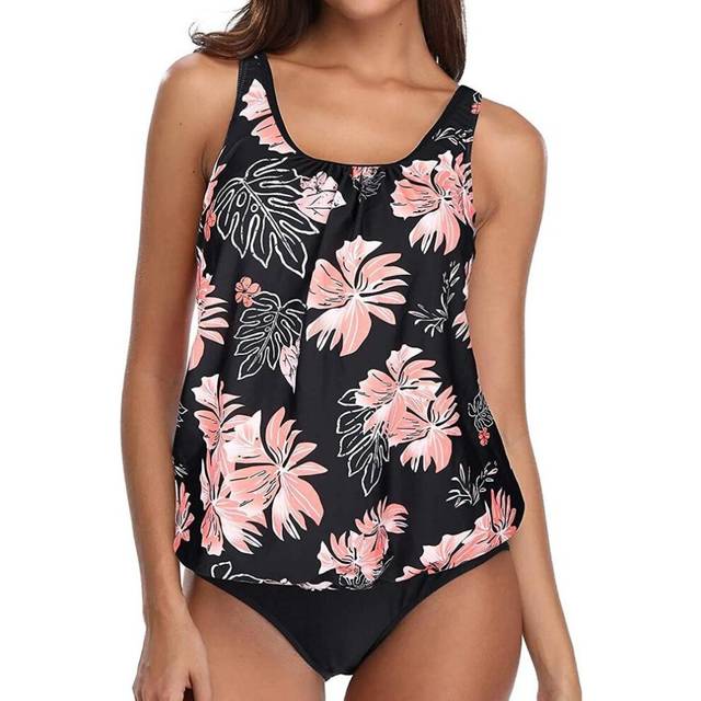 Blouson Tankini Swimsuits For Women Modest Bathing Suits Two Piece Loose Fit Swimwear