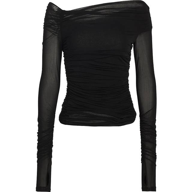 Helmut Lang Black Ruched Long Sleeve T-Shirt - Black - 001 - XXS