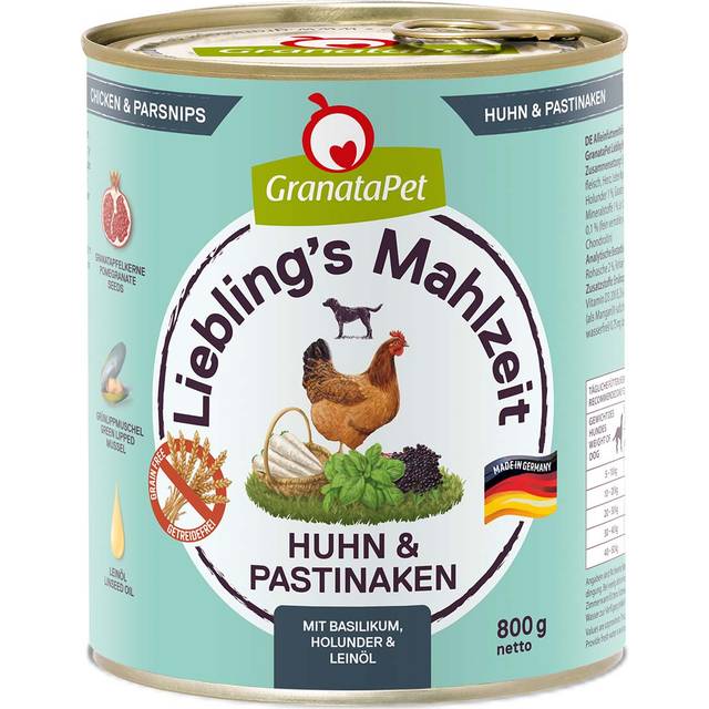 GranataPet Liebling's Mahlzeit 6 x 800 g - Kyckling med palsternacka, basilika, fläder & linolja