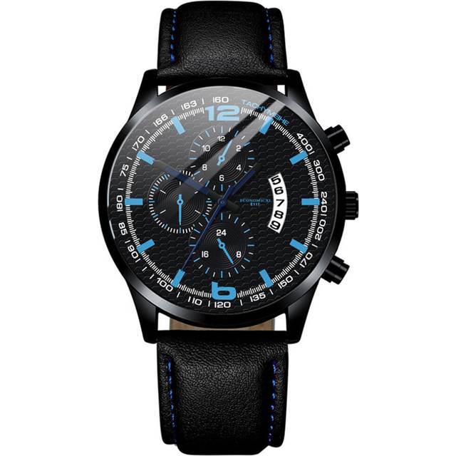 Men Watch Unique Digital Multilayer Date Dial Men's Quartz Analog Belt Watch