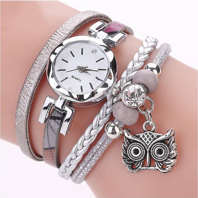 Women's watches Fashion Women Analog Quartz Owl Pendant Ladies Bracelet Watches