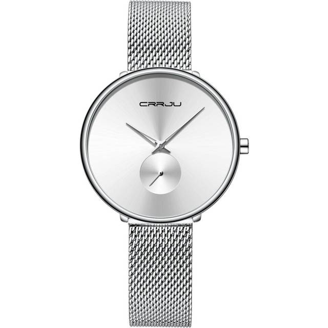Lady Casual Hours Bracelet Watches Women Clock Women's Watch Ultra Thin Stainless Steel Quartz Watch - Silver