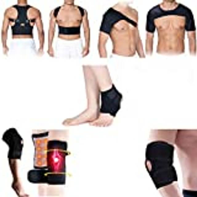 MAXSTRENGTH Hängslen och stödjer neopren | axelstöd | Patella knästöd | justerbart ankelstöd | hållningsbälte | armbågsbälte | Säkerhetsskydd Knäskydd (svart)