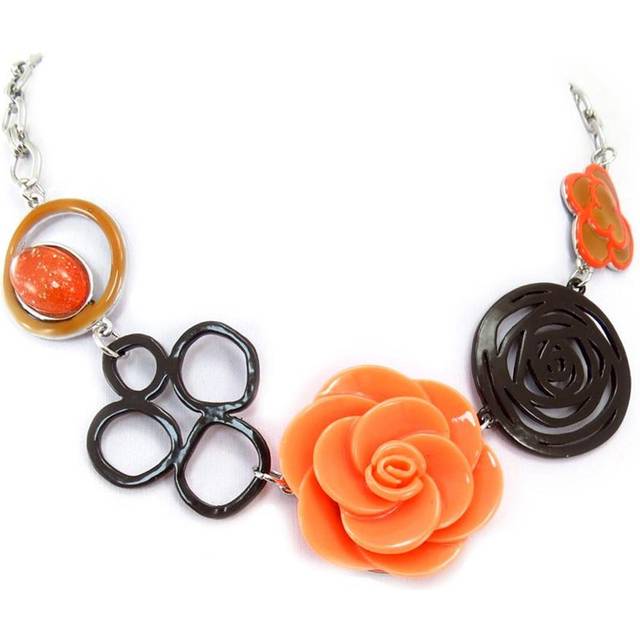 NOA [R5236] - Designer necklace 'Rosa Romantica' orange black - 35 mm orange