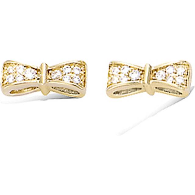 Les Trésors De Lily [L7018] - Gold plated earrings 'Romantic Knot' golden white - 11x4 mm
