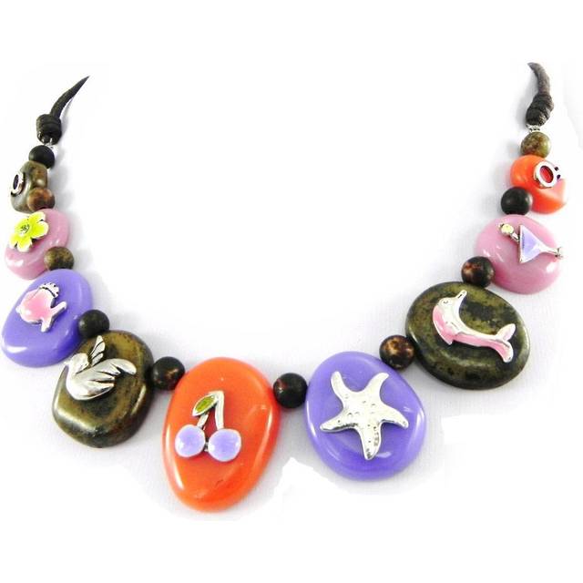 Les Trésors De Lily [H3592] - Designer Necklace 'Liberty' orange purple