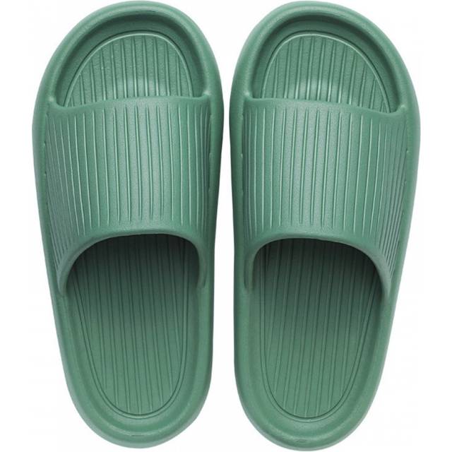 Non-Slip Thick Sole Slippers Massage Foam Bathroom Slippers Super Soft Good Resilience Quick-Dry Home Slippers for Men-Green
