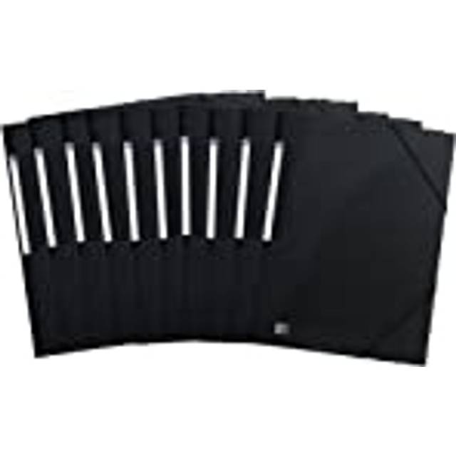 Urban 400104347 Folder with Elasticated Corners, Pack of 10, Plastic, DIN A4, Opaque Black, with 2 Elastic Straps, Document Folder, Ideal for Office