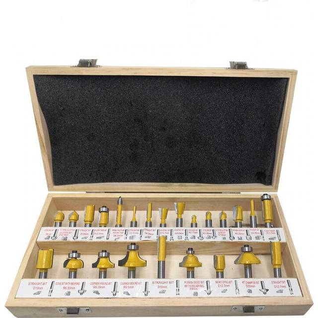 24PCS 8mm Shank DIY Woodworking Router Bits Set Milling Cutter for Wood Flush Straight Chamfer Trimming Engraving Tool