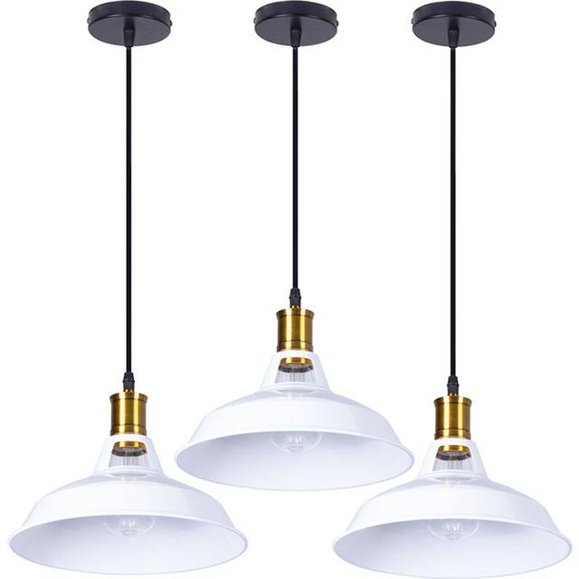 3X Retro Chandelier White Antique Vintage Pedant Light Metal Iron Ceiling Light Industrial Ã27CM Hanging Light for Bedroom Kitchen Cafe Office Bar
