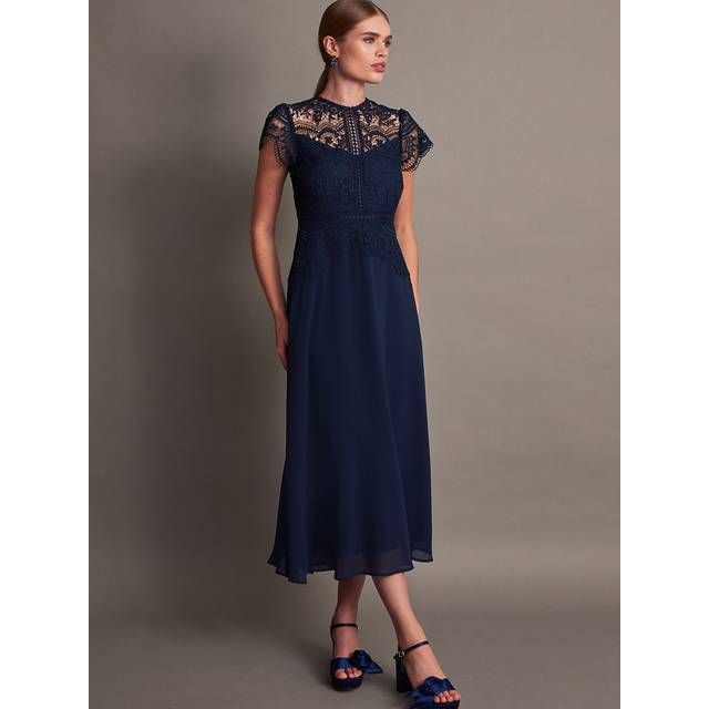 Monsoon Monica Lace Dress - Navy