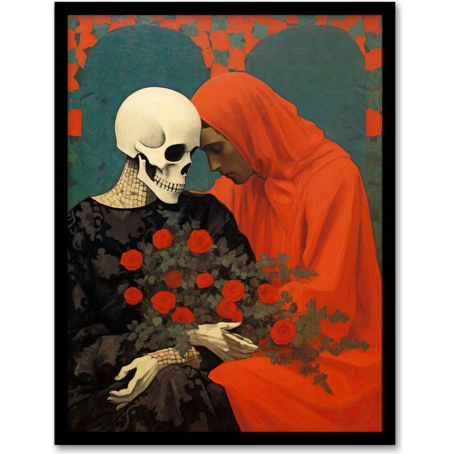 Wall Art Print Til Death Do Us Part And Beyond Gothic Living Room Framed - Red - W12 inch x H16 inch