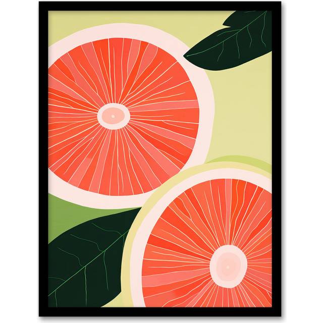 Wall Art Print Guava In Java Fruit Orange Green Kitchen Living Room Framed - W12 inch x H16 inch