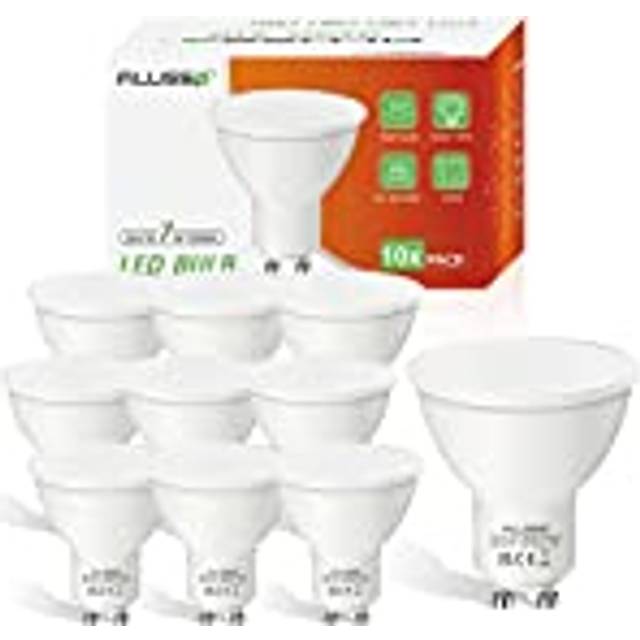 ALUX 10-pack LE GU10 LED lampa | 7 W 120 ° strålvinkel LED lampor | 560 lumen varmvit 3000 K | 630 lumen kallvit 6000 K | ersätter 60 W halogenlampor | använd inte med dimmer