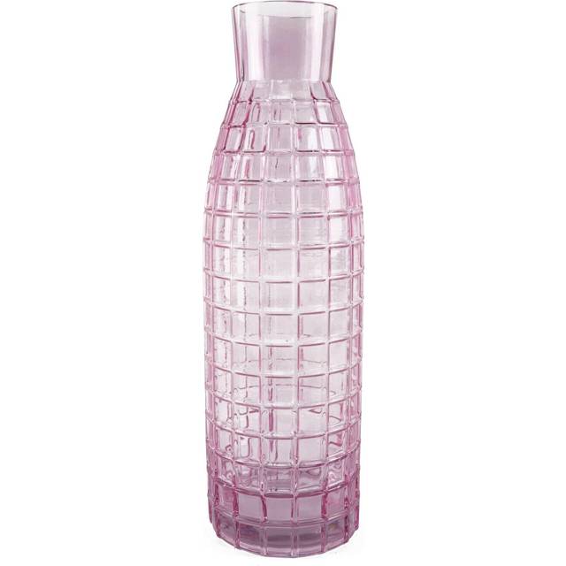 49cm Tall Pink Square Glass Vase