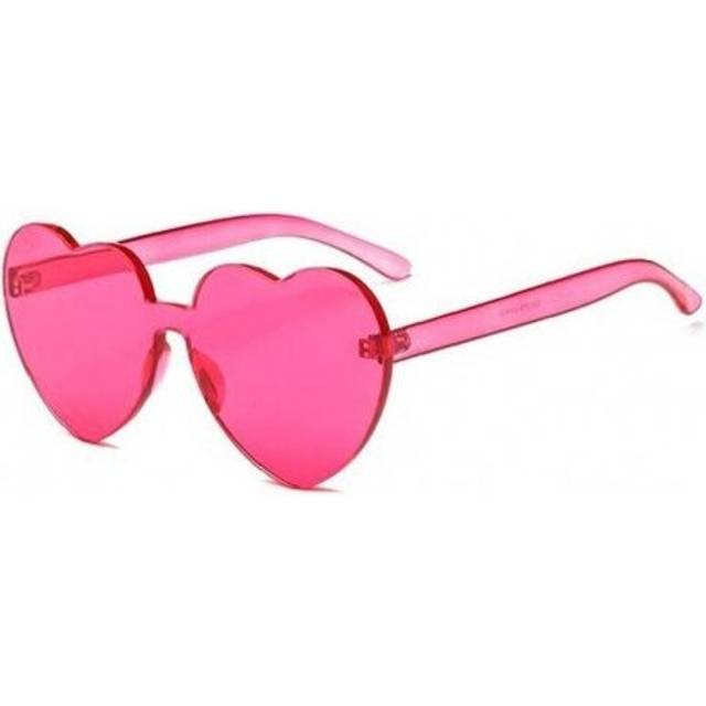 (C3 yellow) MAXJULI Heart Oversized Sunglasses for Women Love Translucent Rimless Sun Glasses Female Clear Candy Color UV Protect Gafas 8069