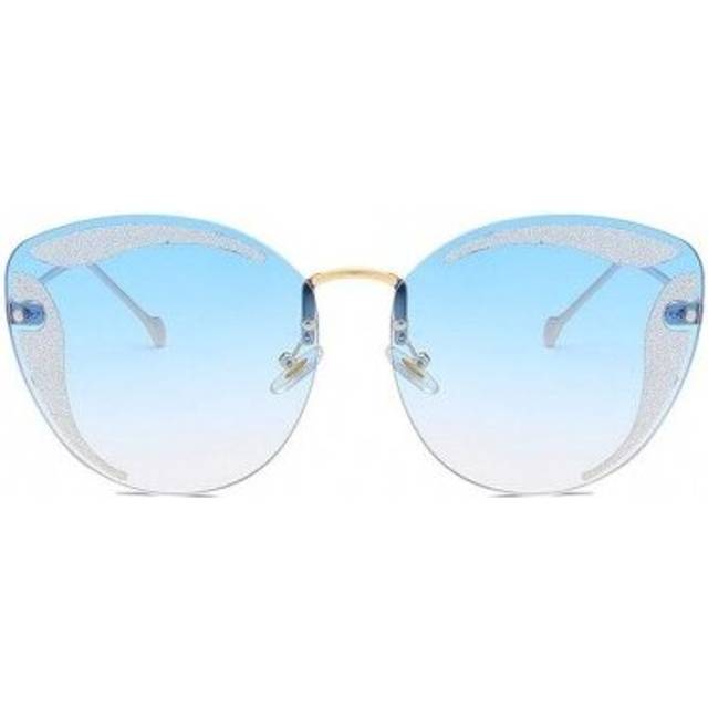 (Red) New Cat's Eye Grinding Sticker Sunglasses for Women Fashion Men's Personal Metal Sunglasses