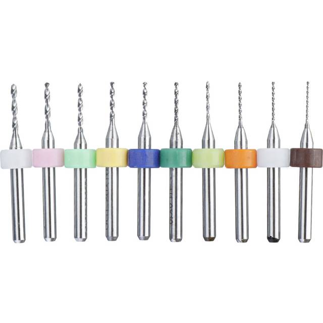 Drillpro 10Pcs 0.6mm-1.5mm Tungsten Carbide PCB Drill Bits Print Circuit Board Mini CNC Drilling Bit Set