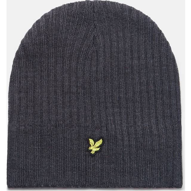 Men's Lyle & Scott Knitted Ribbed Beanie - Grey - Size: ONE size