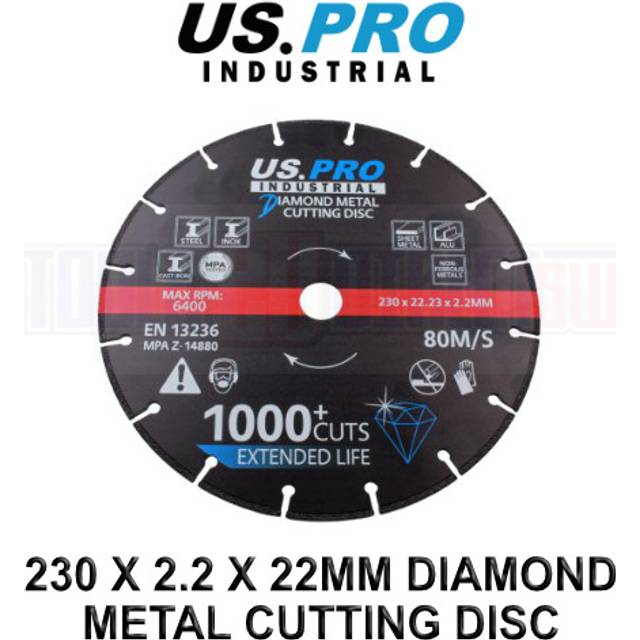 US PRO INDUSTRIAL Diamond Metal Cutting Discs 230 x 22 x 2.2 mm 9145