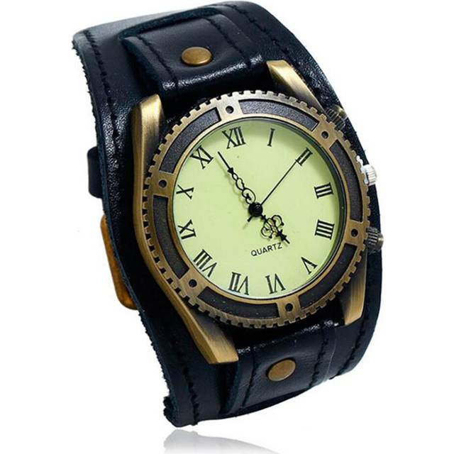 Vintage Cow Leather Bracelet Watch Men Women Wrist Watches Roman Numerals Casual Quartz Watch