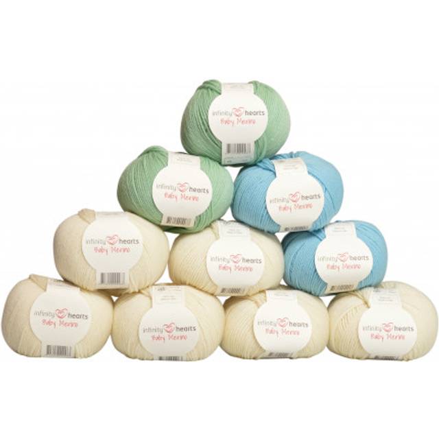 Infinity Hearts Baby Merino Garnpaket 22 Baby Blå och Grön - 10 st