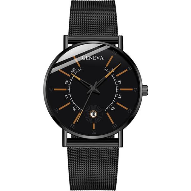 Fashion Sport Men Watch Stainless Steel Case Quartz Analog Watch Casual Simple Clock - Silver