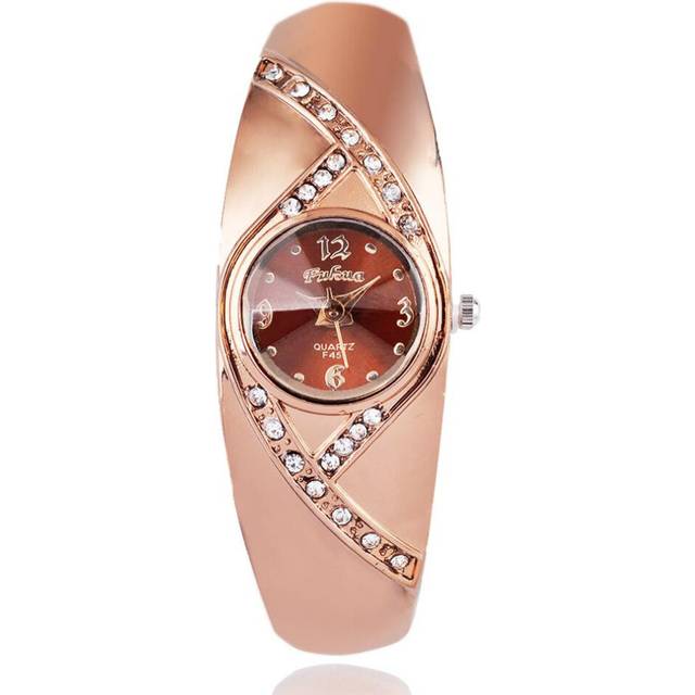 Ladies Watch Rose Gold Rhinestone Bracelet Watches Women Watch Unique Design Fashion Clock