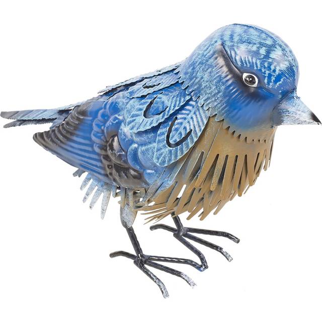 (Small Blue Bird) Metal Birds Weather Resistant Pond Lawn Ornament Decor