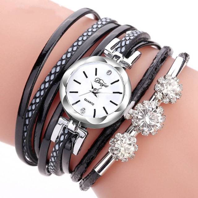 2 Pcs Women Crystal Clock Quartz Watch Fashion Ladies Vintage Creative Wristwatches
