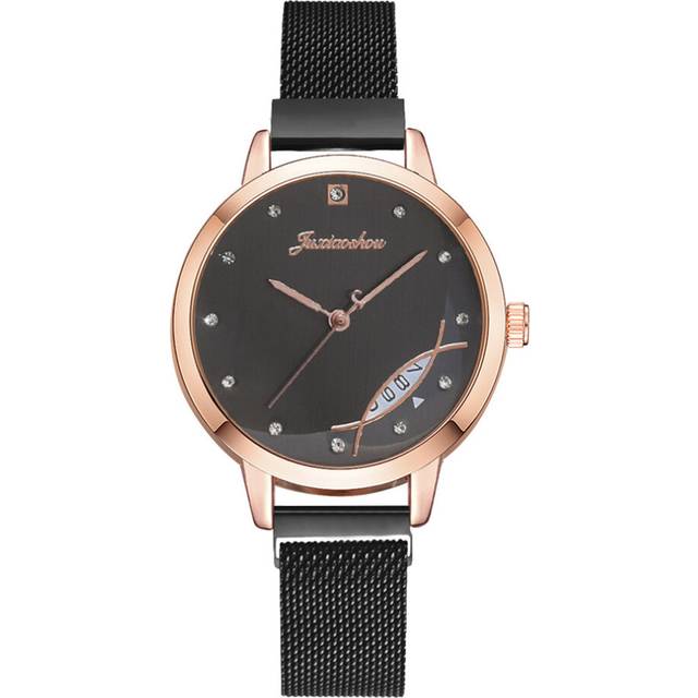 2 Pcs Women Watches Ladies Bracelet Watch Casual Magnet Quartz Wristwatch Clock