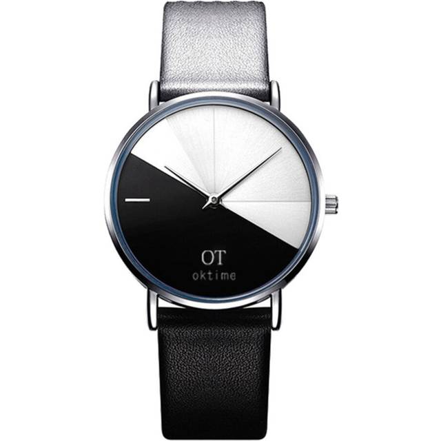 2 Pcs Women's Watch Stainless Steel Large Dial Simple Belt Watches College Casual Style Analog Wristwatch