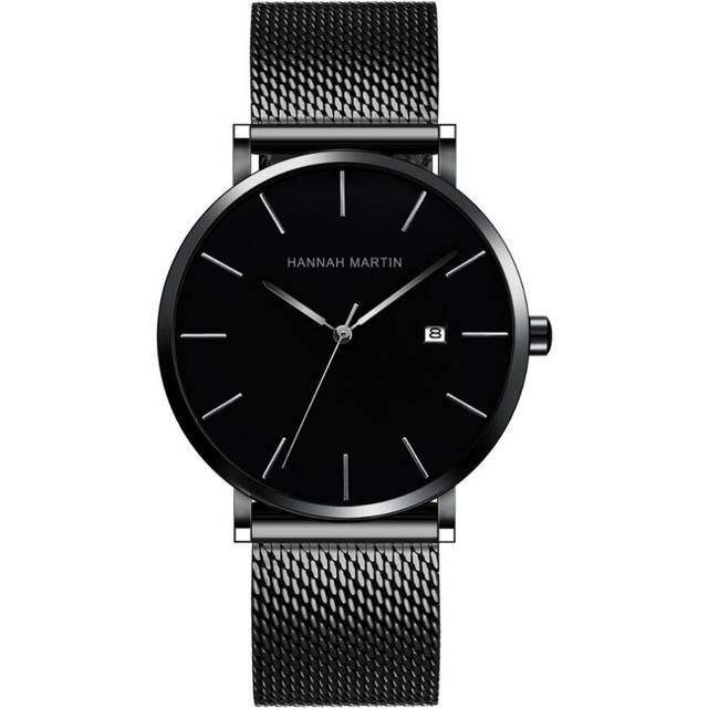 Quartz Movement Full Black Simple Design Men Watches With Calendar Leisure Fashion Waterproof Wrist Watch