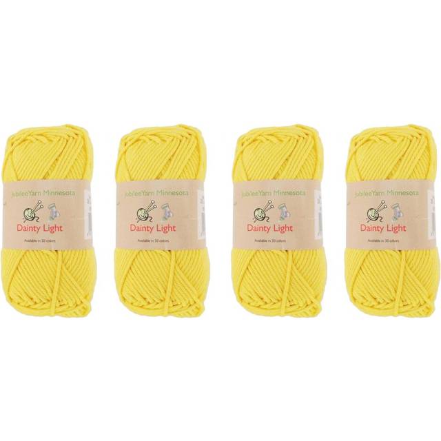 JubileeYarn Dainty Light Yarn - Worsted Weight Cotton - 100g/Skein - 206 Super Sunshine - 4 Skeins