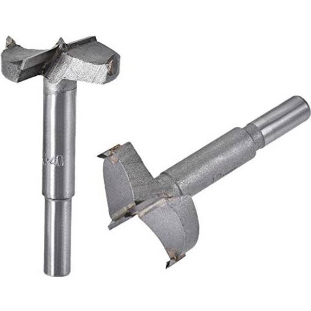 Forstner Wood Boring Drill Bits 40mm 42mm Dia. Hole Saw Carbide Alloy Steel Tip Round Shank Cutting for Hinge Plywood Wood Tool 2in1 Set
